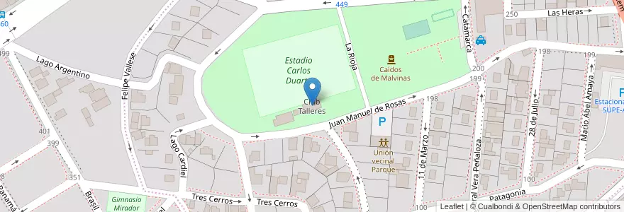 Mapa de ubicacion de Club Talleres en 아르헨티나, 산타크루스주, 칠레, Mirador, Deseado, Caleta Olivia.