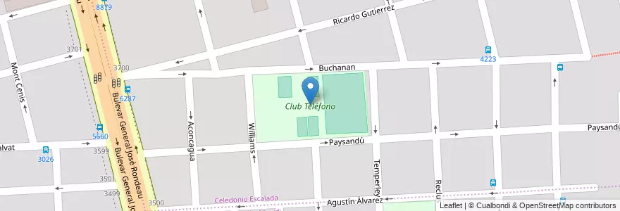 Mapa de ubicacion de Club Teléfono en アルゼンチン, サンタフェ州, Departamento Rosario, Municipio De Rosario, ロサリオ.