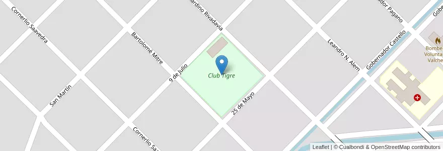 Mapa de ubicacion de Club Tigre en Аргентина, Рио-Негро, Departamento Valcheta, Valcheta, Valcheta.