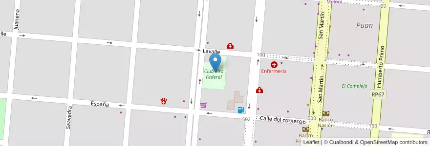 Mapa de ubicacion de Club Tiro Federal en الأرجنتين, بوينس آيرس, Partido De Puan, Puan.