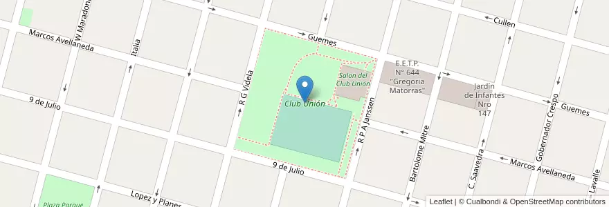 Mapa de ubicacion de Club Unión en الأرجنتين, سانتا في, Departamento Las Colonias, Municipio De Esperanza, Esperanza.