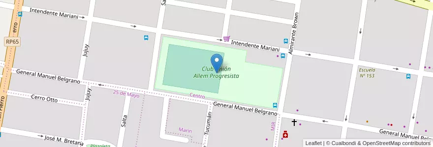 Mapa de ubicacion de Club Unión Allem Progresista en 阿根廷, 智利, 内格罗河省, Municipio De Allen, Departamento General Roca.