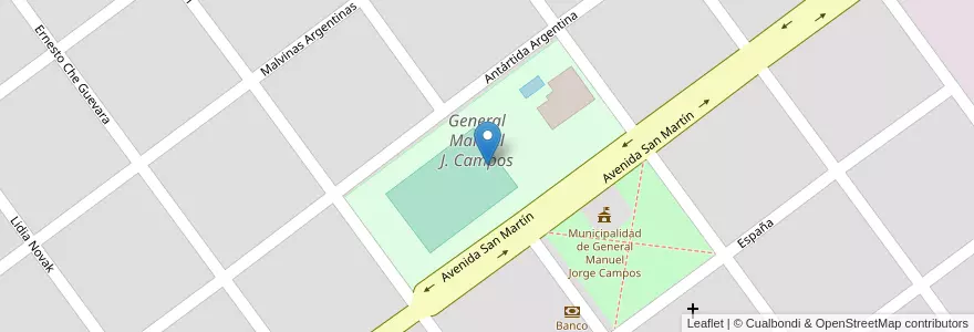Mapa de ubicacion de Club Unión Deportiva Campos en Argentinië, La Pampa, Departamento Guatraché, Municipio De General Manuel J. Campos, General Manuel J. Campos.