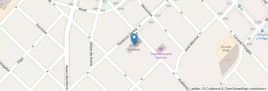 Mapa de ubicacion de Club Unión Italiana en Argentina, Buenos Aires, Partido De La Matanza, Ramos Mejía.