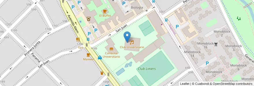 Mapa de ubicacion de Club Universitario en Arjantin, Buenos Aires, Partido De Bahía Blanca, Bahía Blanca.