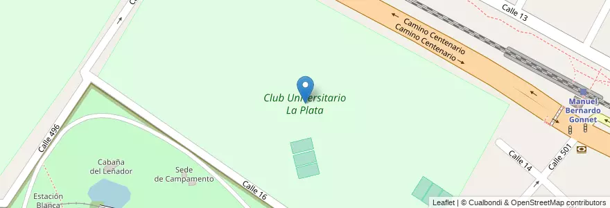 Mapa de ubicacion de Club Universitario La Plata, Gonnet en آرژانتین, استان بوئنوس آیرس, Partido De La Plata, Manuel B. Gonnet.