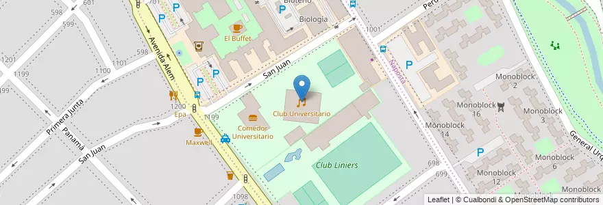 Mapa de ubicacion de Club Universitario en Argentine, Province De Buenos Aires, Partido De Bahía Blanca, Bahía Blanca.
