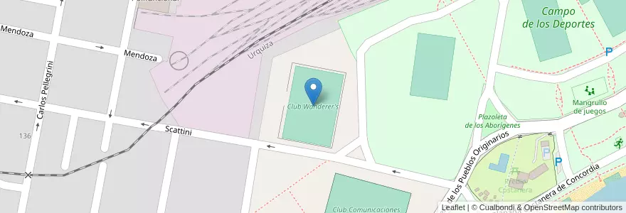 Mapa de ubicacion de Club Wanderer's en 아르헨티나, 엔트레리오스주, Departamento Concordia, Distrito Suburbios, Concordia, Concordia.