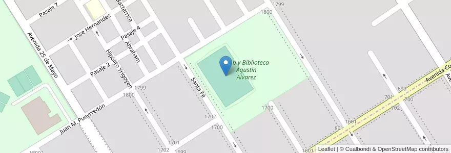 Mapa de ubicacion de Club y Biblioteca Agustín Alvarez en Аргентина, Буэнос-Айрес, Partido De Nueve De Julio, Cuartel Nueve De Julio Rural, 9 De Julio.