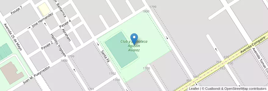 Mapa de ubicacion de Club y Biblioteca Agustín Alvarez en Argentinien, Provinz Buenos Aires, Partido De Nueve De Julio, Cuartel Nueve De Julio Rural, 9 De Julio.