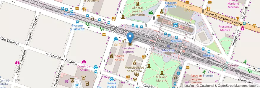 Mapa de ubicacion de Club y Biblioteca Mariano Moreno en Arjantin, Buenos Aires, Partido De Moreno, Moreno.