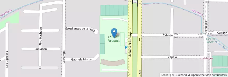 Mapa de ubicacion de Club YPF Neuquén en Argentine, Chili, Province De Neuquén, Departamento Confluencia, Municipio De Neuquén, Neuquén.