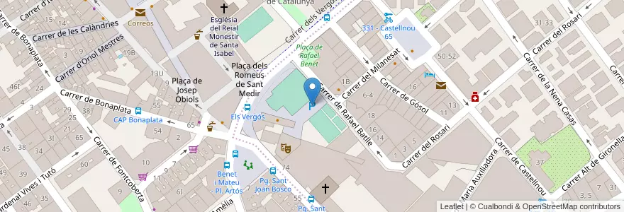 Mapa de ubicacion de Clud Padel Artós en 西班牙, Catalunya, Barcelona, Barcelonès, Barcelona.