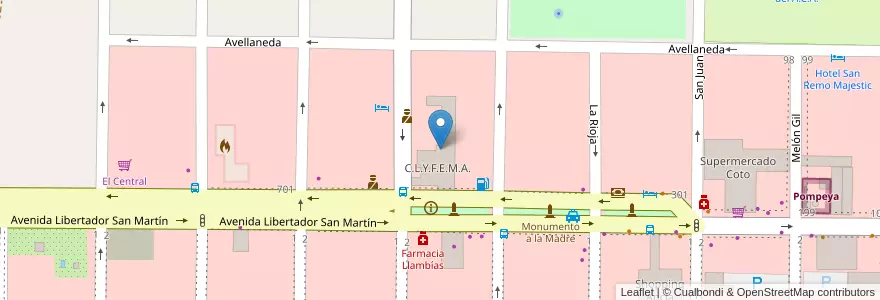 Mapa de ubicacion de C.L.Y.F.E.M.A. en Arjantin, Buenos Aires, Partido De La Costa, Mar De Ajó.