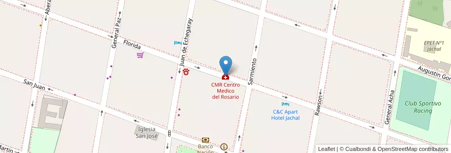 Mapa de ubicacion de CMR Centro Medico del Rosario en アルゼンチン, チリ, サンフアン州, San José De Jáchal.