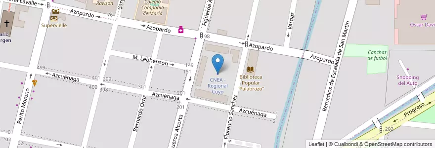 Mapa de ubicacion de CNEA - Regional Cuyo en Argentinien, Chile, Mendoza, Godoy Cruz, Departamento Godoy Cruz, Distrito Ciudad De Godoy Cruz.