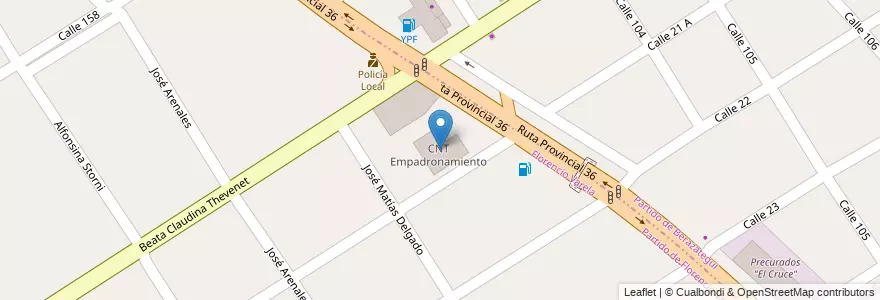 Mapa de ubicacion de CNT Empadronamiento en アルゼンチン, ブエノスアイレス州, Partido De Florencio Varela, Florencio Varela.