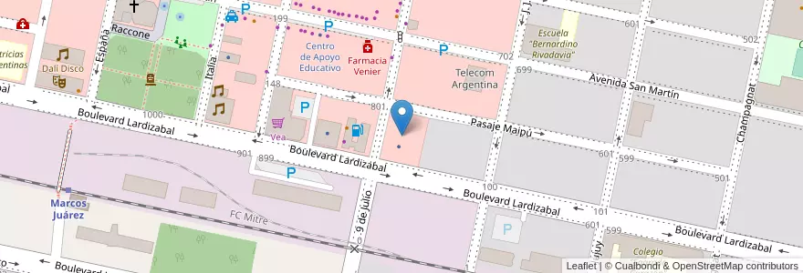 Mapa de ubicacion de C.O. y S. Pu. en Аргентина, Кордова, Departamento Marcos Juárez, Pedanía Espinillos, Municipio De Marcos Juárez.