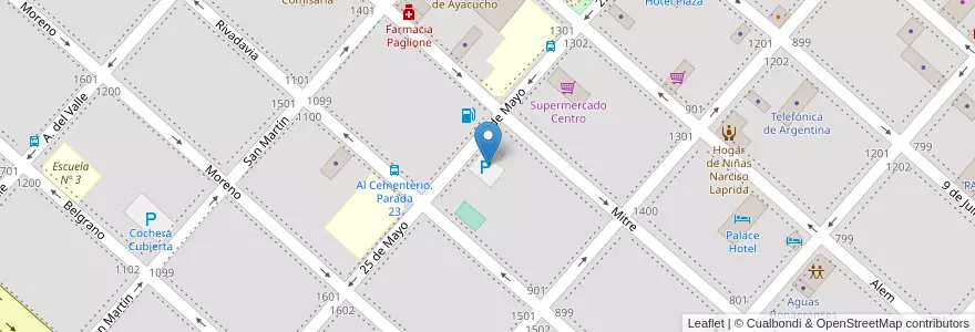 Mapa de ubicacion de Cochera Cubierta en الأرجنتين, بوينس آيرس, Partido De Ayacucho, Ayacucho.