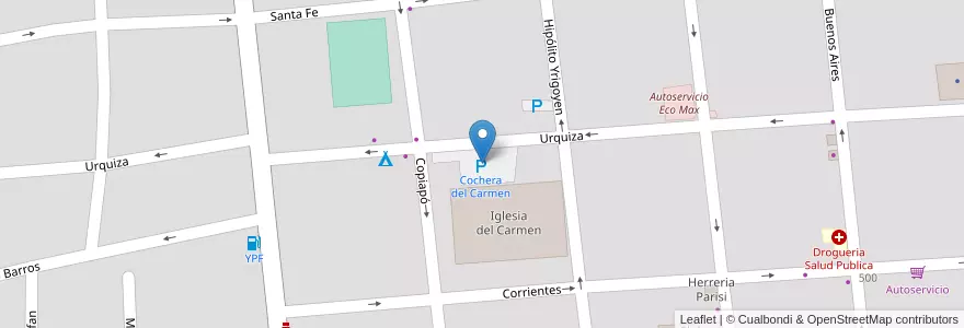 Mapa de ubicacion de Cochera del Carmen en Argentine, La Rioja, Departamento Capital, La Rioja.