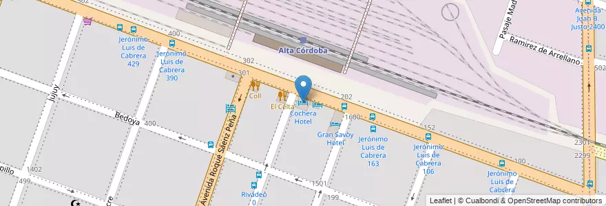 Mapa de ubicacion de Cochera Hotel en Аргентина, Кордова, Departamento Capital, Pedanía Capital, Córdoba, Municipio De Córdoba.