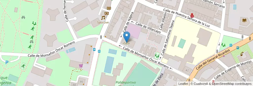 Mapa de ubicacion de Coco en Испания, Мадрид, Мадрид, Área Metropolitana De Madrid Y Corredor Del Henares, Мадрид.
