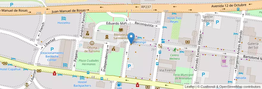 Mapa de ubicacion de Cocodrilo's en アルゼンチン, チリ, リオネグロ州, Departamento Bariloche, Municipio De San Carlos De Bariloche, San Carlos De Bariloche.