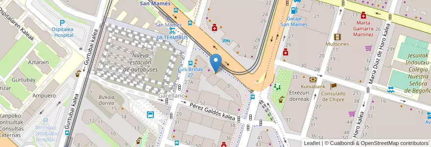 Mapa de ubicacion de Code en İspanya, Bask Bölgesi, Bizkaia, Bilboaldea, Bilbao.