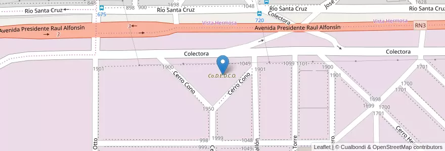Mapa de ubicacion de Co.D.E.D.C.O. en Argentinië, Chili, Santa Cruz, Atlántico, Deseado, Caleta Olivia.