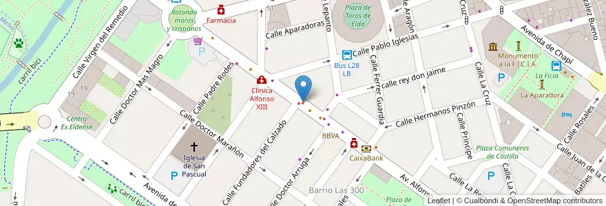 Mapa de ubicacion de Coffe & Drinks en اسپانیا, Comunitat Valenciana, Alacant / Alicante, El Vinalopó Mitjà / El Vinalopó Medio, Elda.