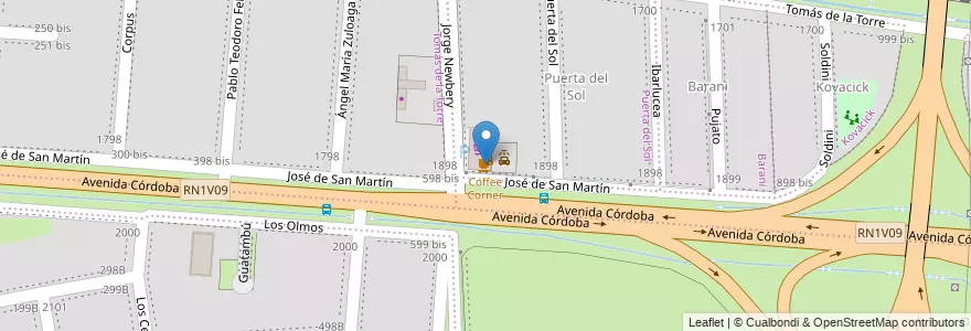 Mapa de ubicacion de Coffee Corner en Argentinië, Santa Fe, Departamento Rosario, Municipio De Funes, Funes.