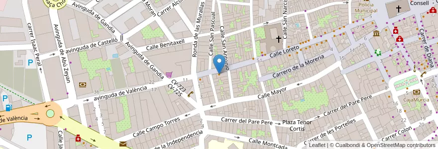 Mapa de ubicacion de coffee & siens en 西班牙, Comunitat Valenciana, Alacant / Alicante, La Marina Alta, Dénia.