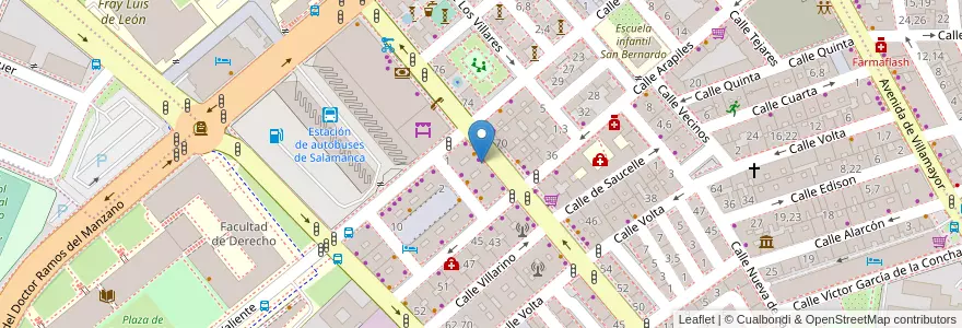 Mapa de ubicacion de Coffe&Smiles en スペイン, カスティーリャ・イ・レオン州, サラマンカ, Campo De Salamanca, サラマンカ.