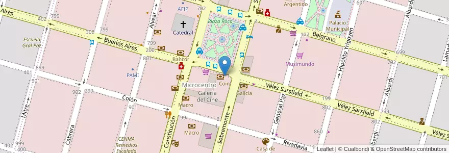 Mapa de ubicacion de Coin en Arjantin, Córdoba, Departamento Río Cuarto, Pedanía Río Cuarto, Municipio De Río Cuarto, Río Cuarto.