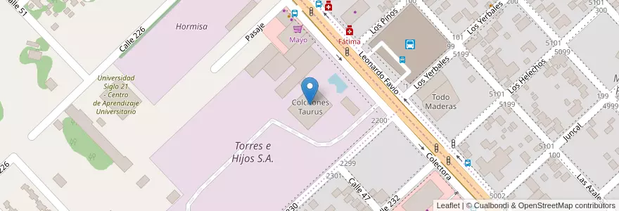 Mapa de ubicacion de Colchones Taurus en アルゼンチン, ミシオネス州, Departamento Capital, Municipio De Garupá.