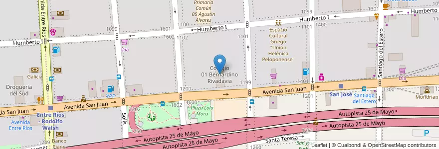 Mapa de ubicacion de Colegio 01 Bernardino Rivadavia, Constitucion en アルゼンチン, Ciudad Autónoma De Buenos Aires, Comuna 1, ブエノスアイレス.