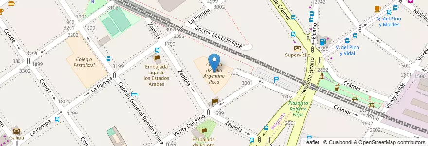 Mapa de ubicacion de Colegio 08 Julio Argentino Roca, Belgrano en 아르헨티나, Ciudad Autónoma De Buenos Aires, 부에노스아이레스.