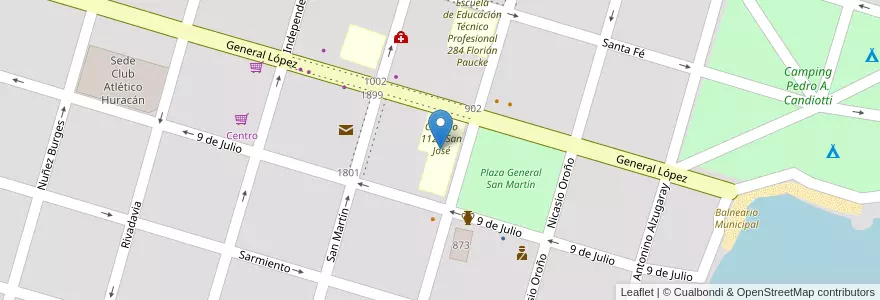 Mapa de ubicacion de Colegio 1121 San José en 아르헨티나, Santa Fe, Departamento San Javier, Municipio De San Javier.