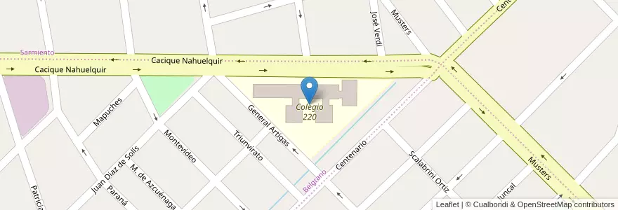 Mapa de ubicacion de Colegio 220 en الأرجنتين, شوبوت, Trelew, Departamento Rawson.