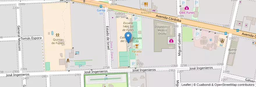 Mapa de ubicacion de Colegio 3121 Sol de Funes en Аргентина, Санта-Фе, Departamento Rosario, Municipio De Funes, Funes.