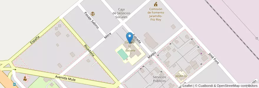 Mapa de ubicacion de Colegio 32 en Arjantin, Santa Cruz, Deseado, El Paso, Jaramillo.