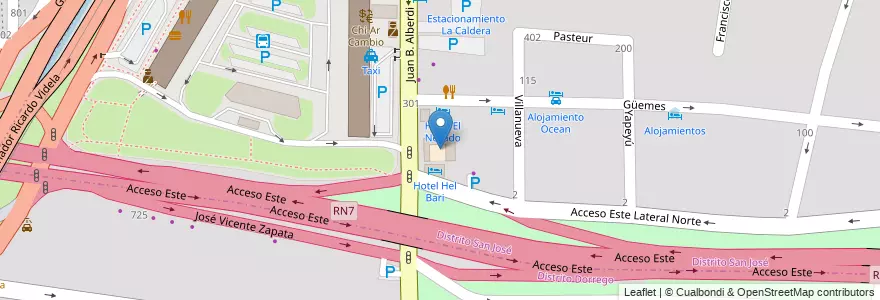Mapa de ubicacion de Colegio Alberto Schweitzer en Arjantin, Şili, Mendoza, Departamento Guaymallén, Distrito San José.