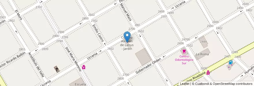 Mapa de ubicacion de Colegio Aleman de Lanus - Jardin en Argentinië, Buenos Aires, Partido De Lanús, Lanús Oeste.