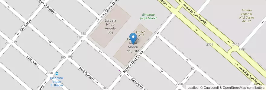Mapa de ubicacion de Colegio Alicia Moreu de Justo en アルゼンチン, ティエラ・デル・フエゴ州, チリ, Río Grande, Departamento Río Grande.