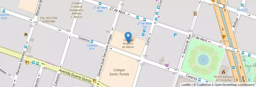 Mapa de ubicacion de Colegio Amparo de María en アルゼンチン, コルドバ州, Departamento Capital, Pedanía Capital, Córdoba, Municipio De Córdoba.