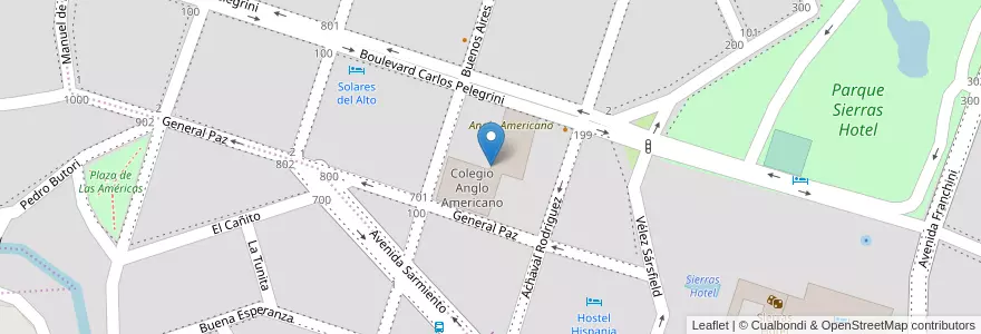 Mapa de ubicacion de Colegio Anglo Americano en Argentina, Córdoba, Departamento Santa María, Pedanía Alta Gracia, Municipio De Alta Gracia, Alta Gracia.