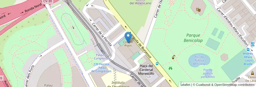 Mapa de ubicacion de Colegio Argos en スペイン, バレンシア州, València / Valencia, Comarca De València, València.