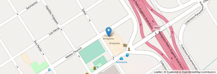 Mapa de ubicacion de Colegio Arrayanes en 아르헨티나, 부에노스아이레스주, Partido De Escobar, Garín.