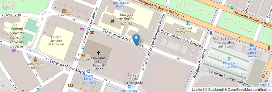 Mapa de ubicacion de Colegio Aula 3 en スペイン, バレンシア州, València / Valencia, Comarca De València, València.