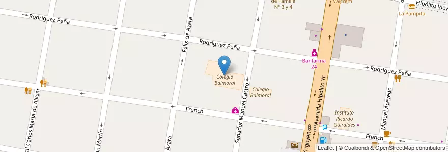 Mapa de ubicacion de Colegio Balmoral en Arjantin, Buenos Aires, Partido De Lomas De Zamora, Banfield.